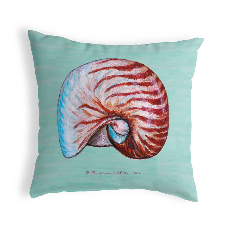 Nautilus Outdoor Reversible Throw Pillow, Teal