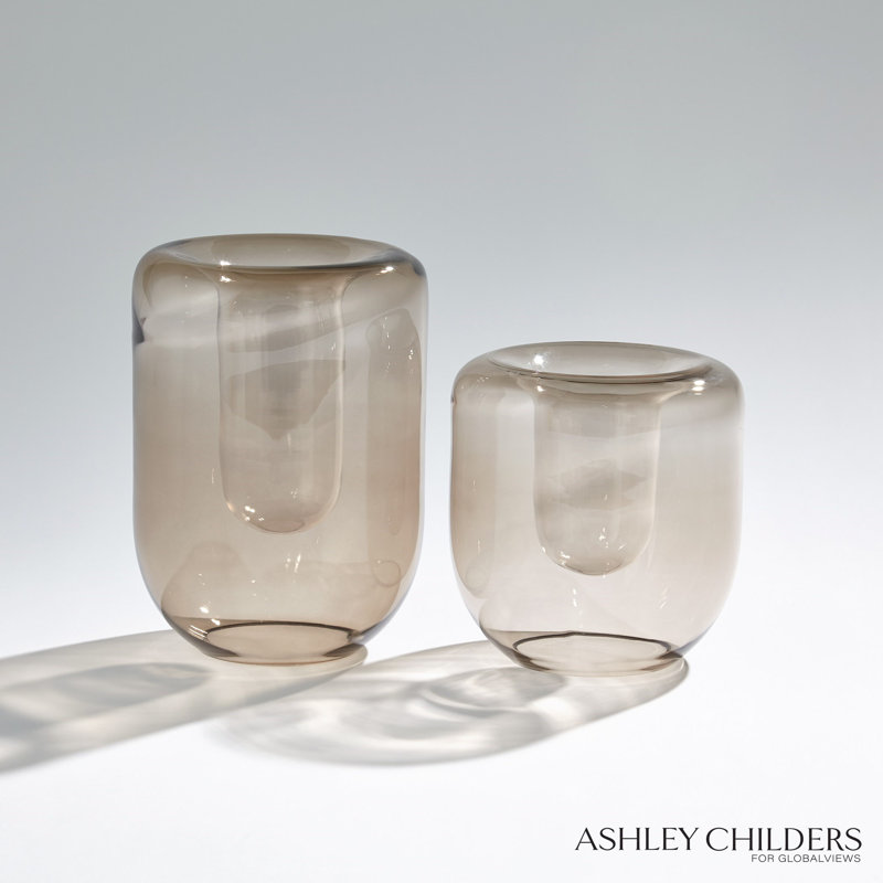 Double Take Vase-Light Topaz-Short, 8" H x 5.75" W x 5.75" D