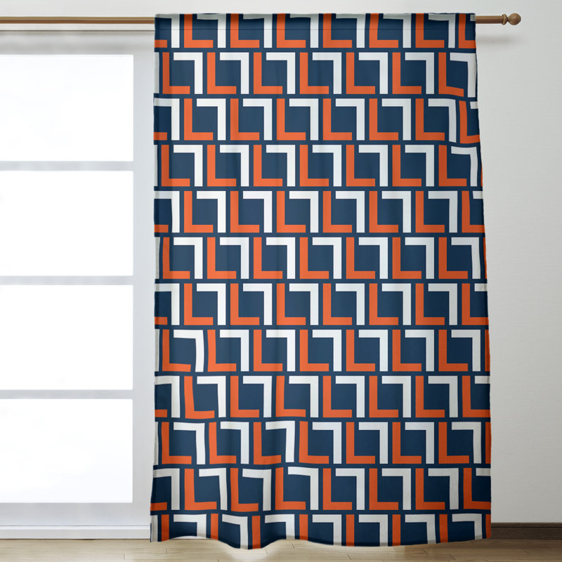 Rideau occultant et isolant avec passe-tringle Luxury, Denver Football Orange/White/Blue