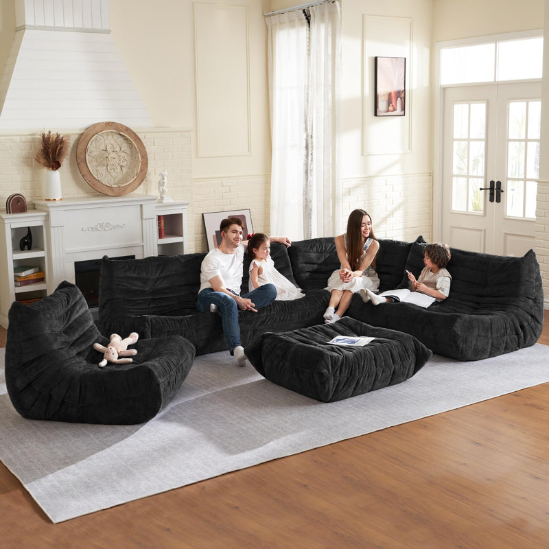 Bean Bag Chair, Memory Foam Bean Bag Chairs For Adults, Fireside Corner Chair Lazy Floor Corner Sofa For Living Room, Bedroom, Dorm, Office