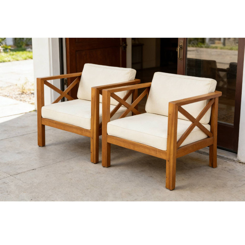 Élégants fauteuils d'extérieur 2 pièces idéaux pour les chaises longues et le jardin, Beige