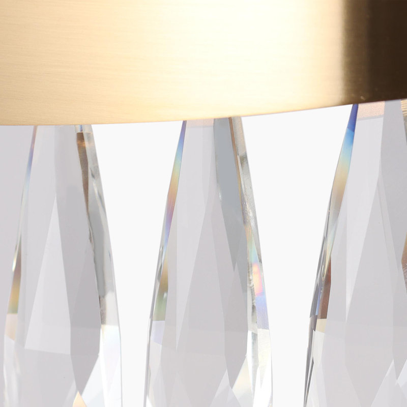 Lustre géométrique DEL Irma à intensité variable avec roue de chariot en cristal, 3000K