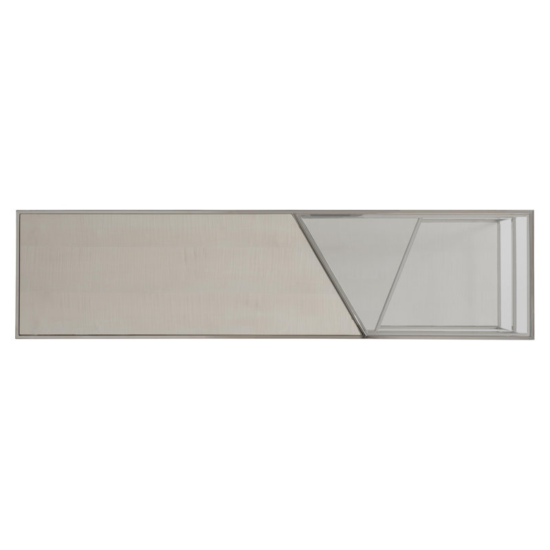 Beige and Silver Rectangular Transitional Console Table with Storage