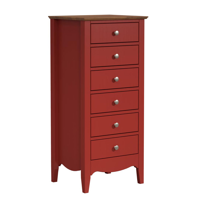 Delrick 6 Drawer 50Cm W Tallboy, Red/Brown