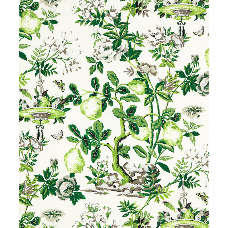 Jardin Shantung Garden Cotton Print Fabric, Verdance