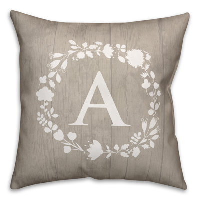  Wreath Monogram Throw Pillow