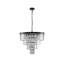 Lustre moderne à 4 niveaux en cristal noir mat de 61 cm (24 po) et 12 lumières, idéal pour la salle à manger et le salon.