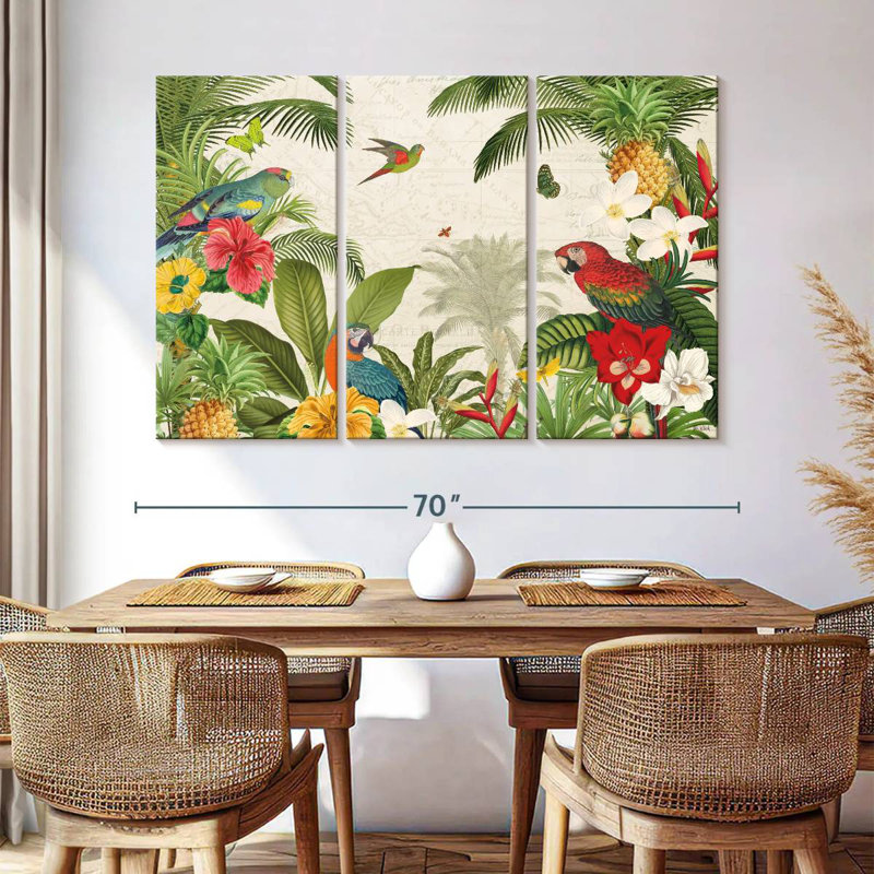 Perroquet paradis I, H 42 po x l 65 po