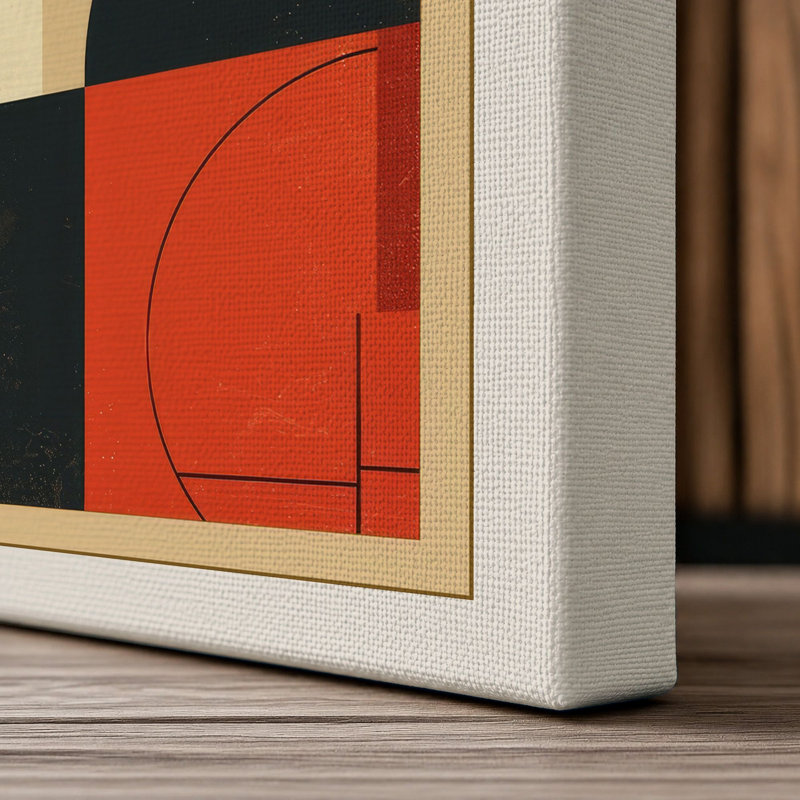 Red Forms Geometric - Wrapped Canvas, 36x24 - 91.4 x 61.0 cm, Cream Border