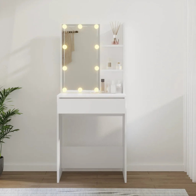 Joslyne Dressing Table with Mirror, White