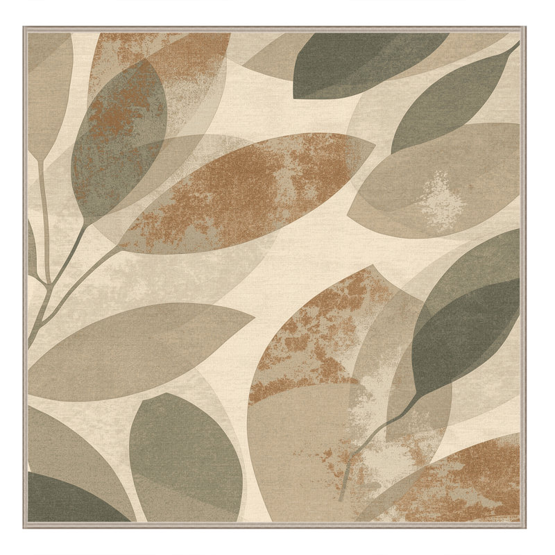 Machine Washable Ottwell Sage Modern Rustic Abstract Rug in Brown – Beige Binding, 4' Square