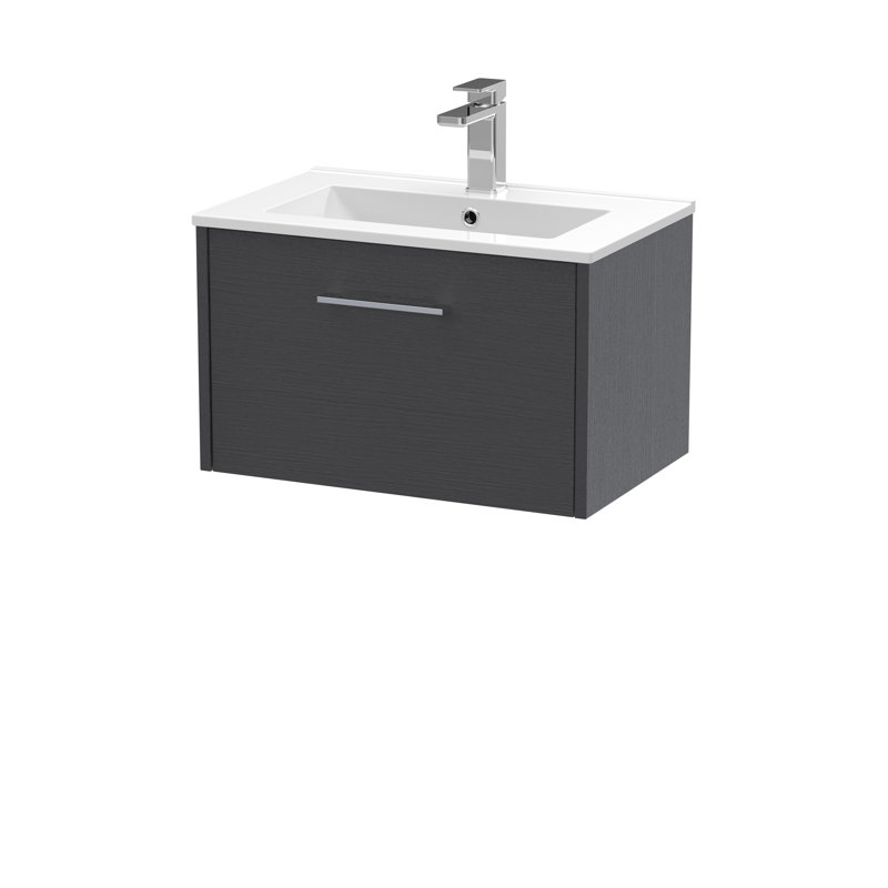 Juno 600mm Single Bathroom Vanity with Integrated Vitreous China Basin, Graphite Grey