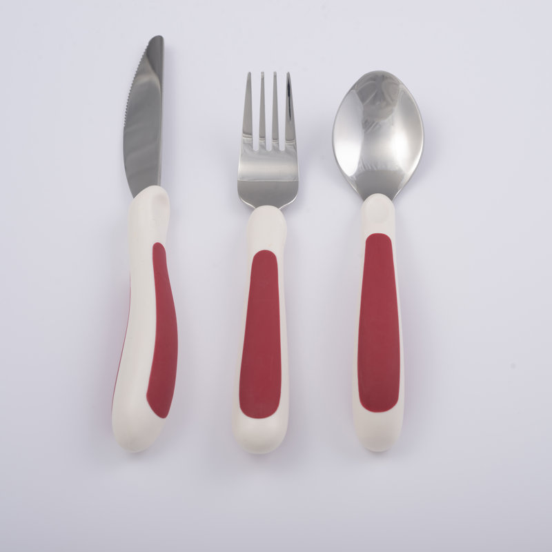 Easy Grip Cutlery, White/Red