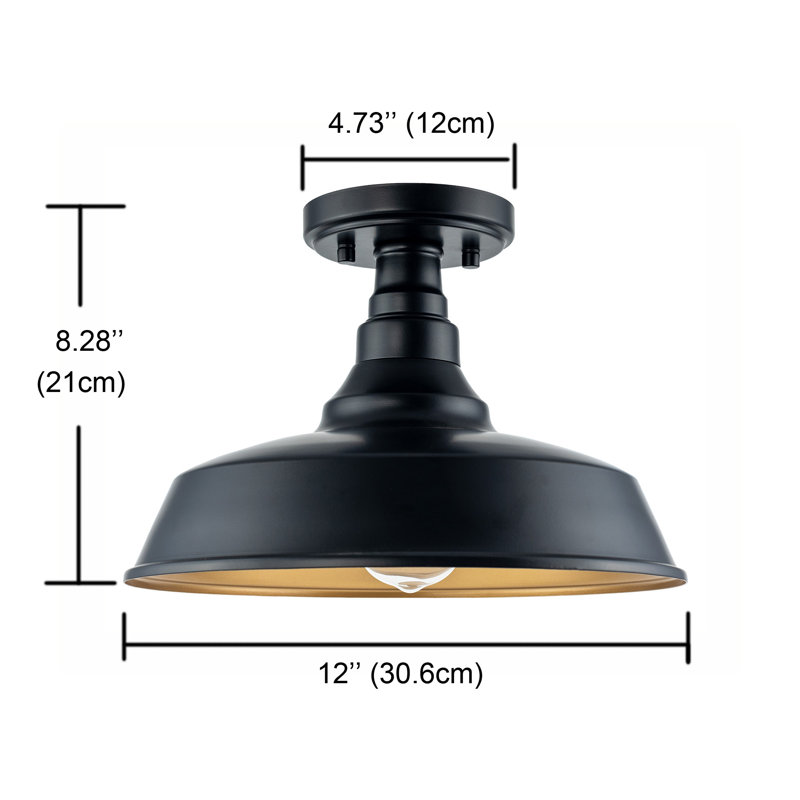 Adesewa Black Semi Flush Mount Ceiling Light, Matte Black