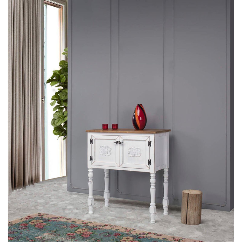 Oded Dressing Table, White/Light Walnut