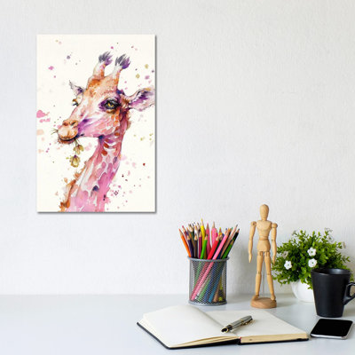 A Lovely & Lofty View (Giraffe) by Sillier Than Sally - Wrapped Canvas Print