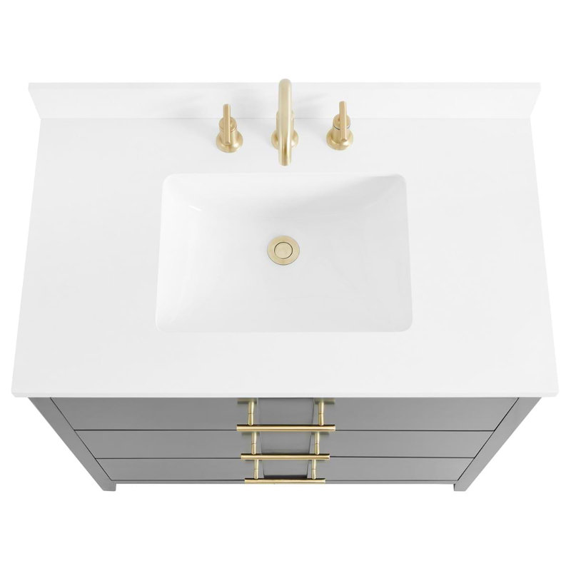 Iconic 36" Freestanding Standard Single Bathroom Vanity with Top, Black, Gold