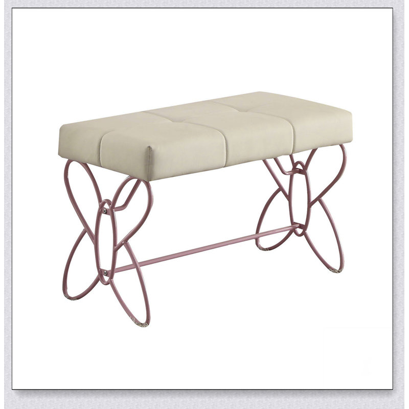 Banc en cuir synthétique blanc et violet Priya II
