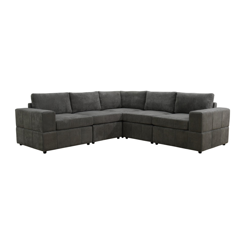Ensemble de canapé modulaire réversible Premium, Microfibre/microsuède gris, H 36 po x l 101 po x P 101 po