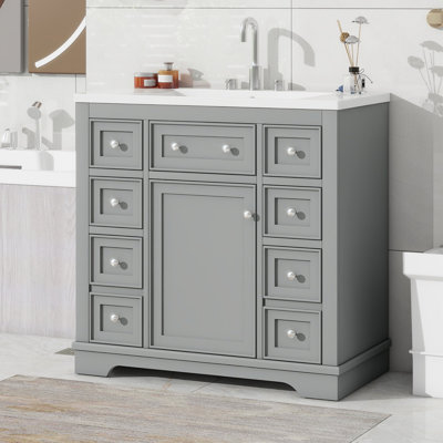 Ensemble de meuble-lavabo 36 po avec lavabo, une armoire et six tiroirs