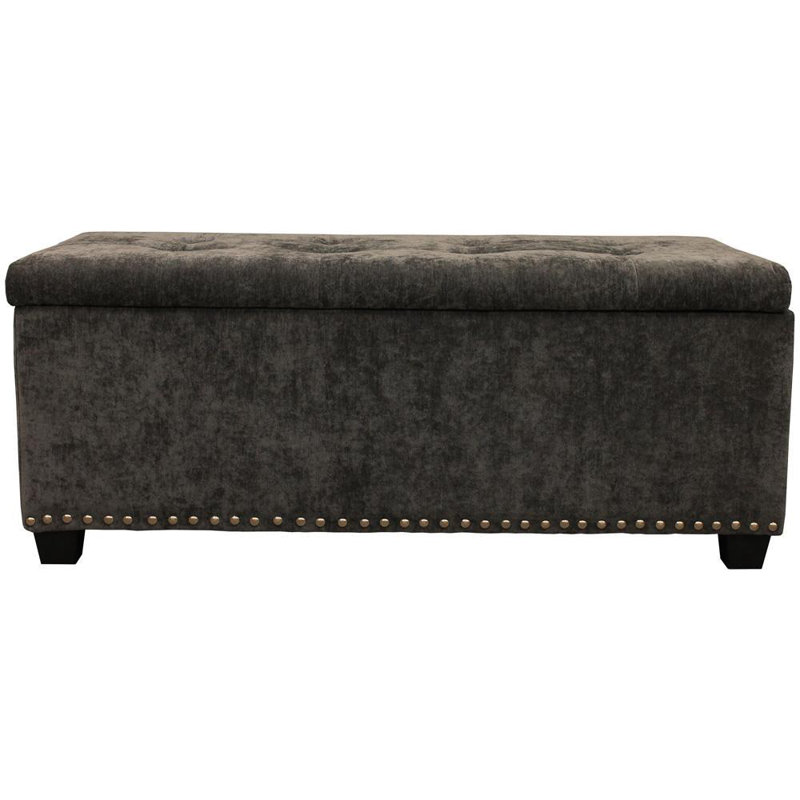 Bachand Polyester Blend Upholstered Storage Bench, Brown