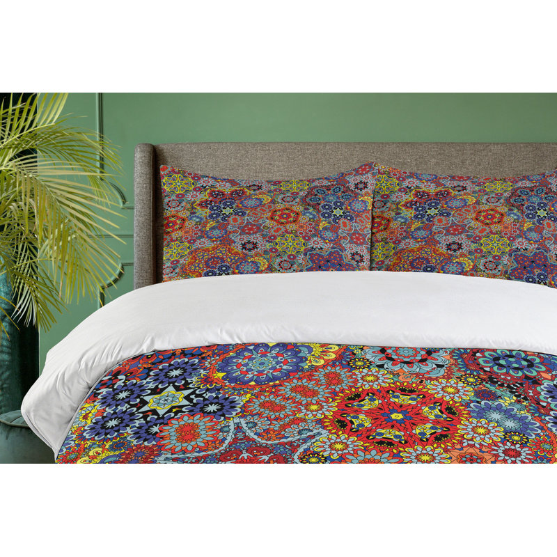King Size Multicolor Paisley Batik Duvet Cover Set