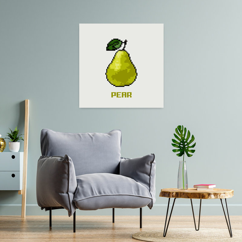 Green Pixel Pear by Andreas Magnusson - Wrapped Canvas Print, 60.96 cm H x 60.96 cm W