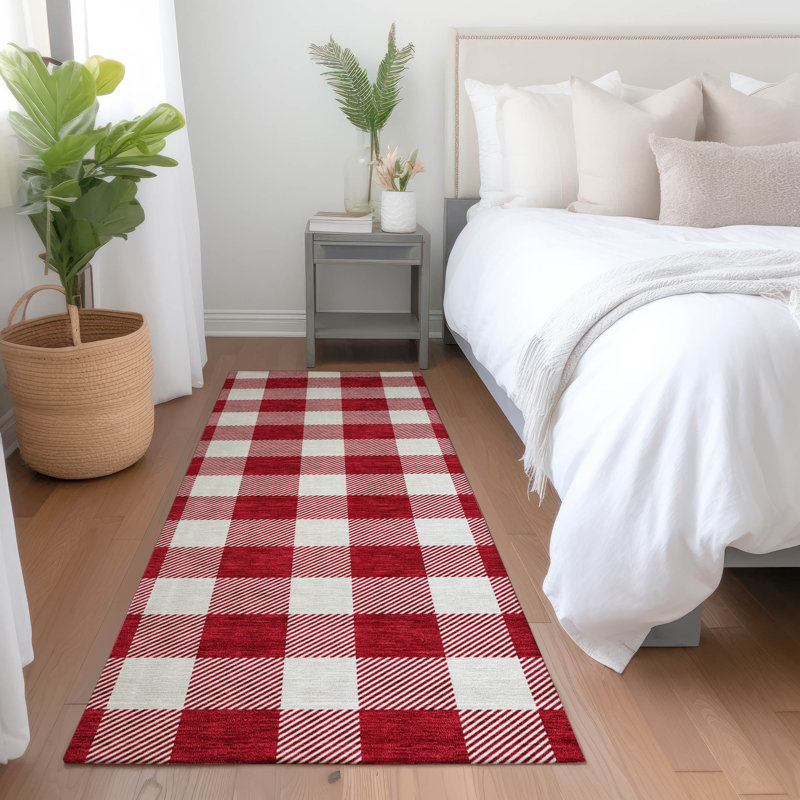 Premium Machine Washable Prisco Red Rug, Runner 2'3" x 7'6"