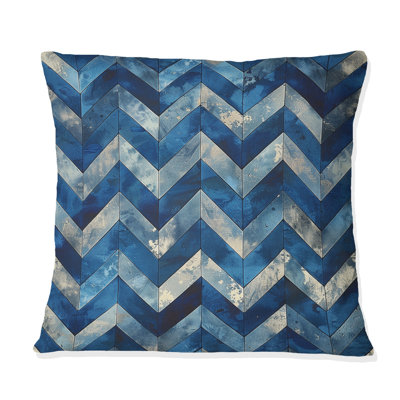 Motif à chevrons bleus I - Coussin moderne