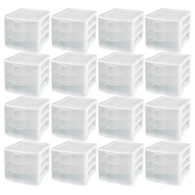 Sterilite ClearView Compact Stacking 3 Drawer Storage Organizer
