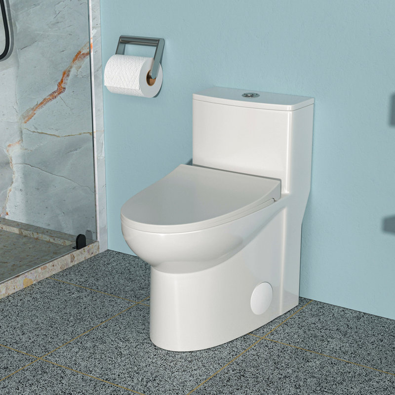 Toilette en céramique une pièce, double chasse avec siège à fermeture en douceur