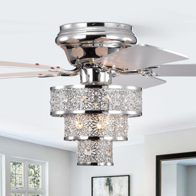 Ventilateur de plafond 52 pales en cristal 52 po avec télécommande et ensemble d'éclairage inclus Aamaya