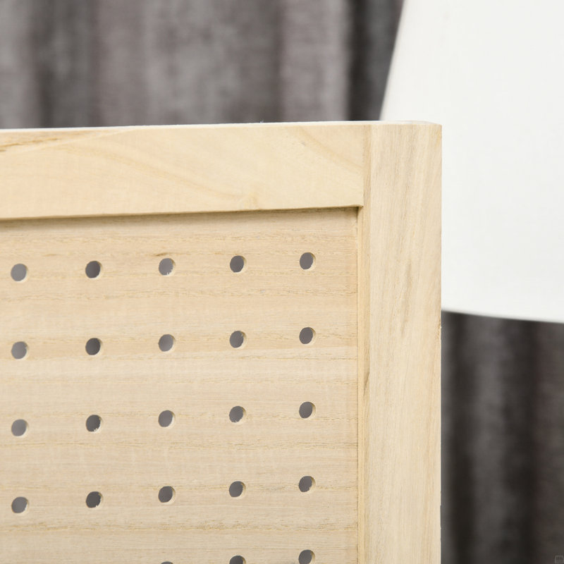 Cloison 4 panneaux perforés, écran d'intimité pliable en bois de 4,7 pi de hauteur, cloison de séparation