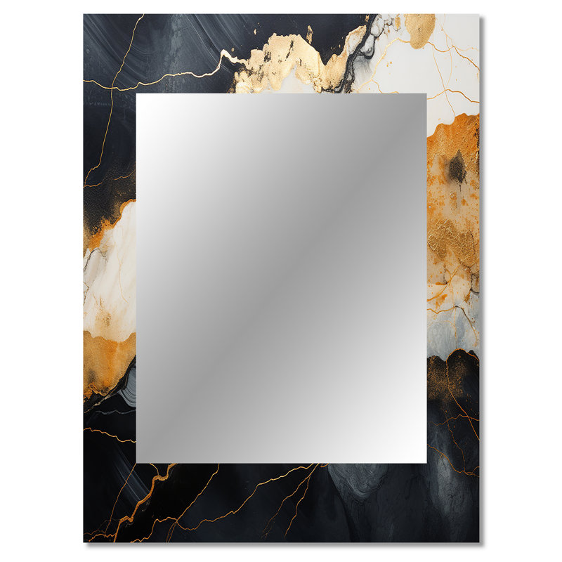 Minimalisme chrome blanc et noir poteries - miroir spirales abstraites, miroir mural blanc unique, art imprimé en métal