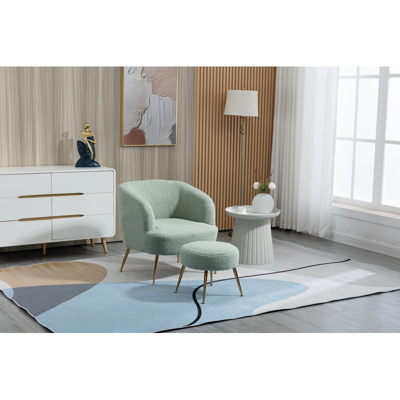 Fauteuil avec repose-pieds 28,75 po, Laine pois vert