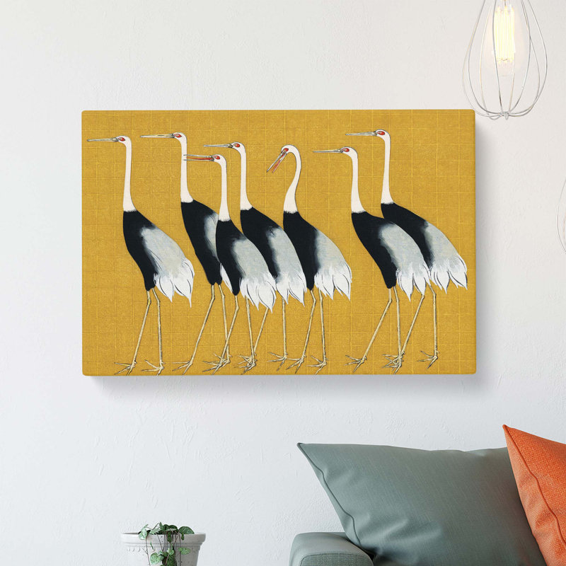 Japanese Red Crown Cranes by Ogata Korin - Wrapped Canvas Painting, 50.8 cm H x 76.2 cm W