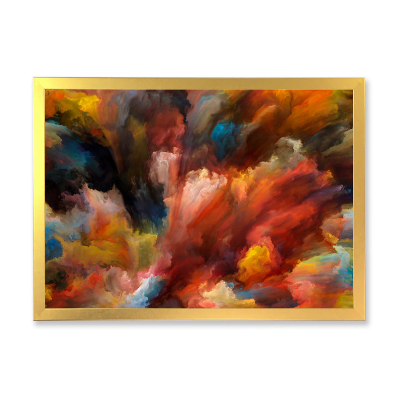Vie de couleur liquide V - reproduction de cadre photo sur toile, Cadre doré, H 16 po x l 32 po x P 1 po