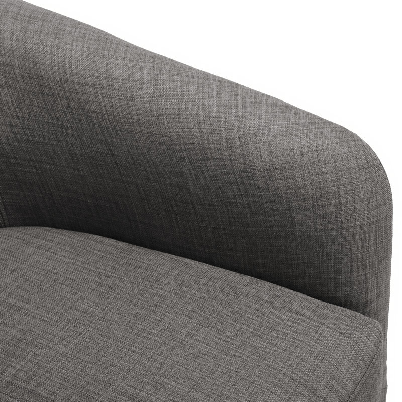 Fauteuil demi-tonneau pivotant avec cadre en bois massif Applewold, Tissu gris