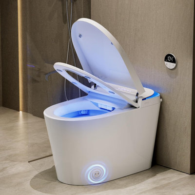 Smart Bidet Toilet With Auto Open/Close, Heated Seat, Foam Shield, Automatic Flush, Radar & Foot Sensor, LED Display, Night Light & Wireless Remote