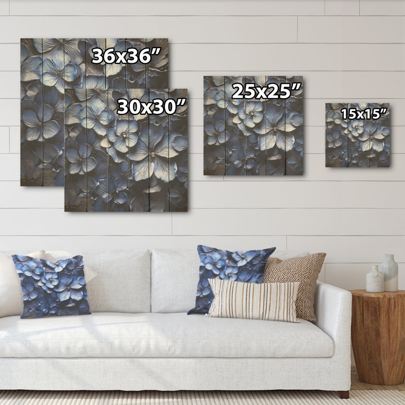 Adhésif bleu violet beauté - Violettes, art mural sur bois de pin naturel, H 15 po x l 15 po