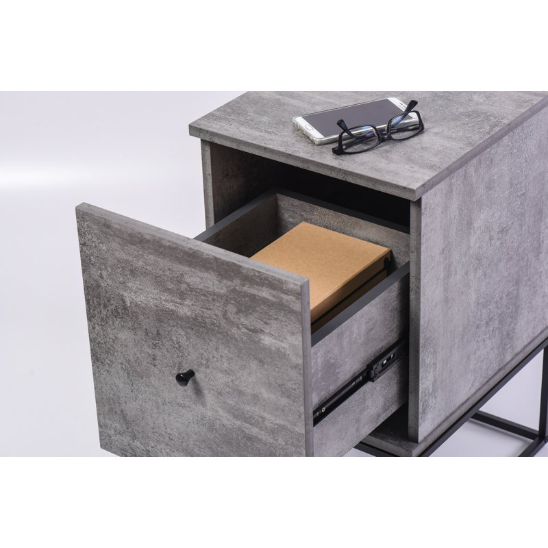 Holzheimer 35.2cm W Manufactured Wood Bedside Table, Iron Slate