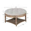 Grande table basse ronde avec repose-pieds imperméable surdimensionné à 2 niveaux avec capitonnage à boutons et tablette en bois-1947188515