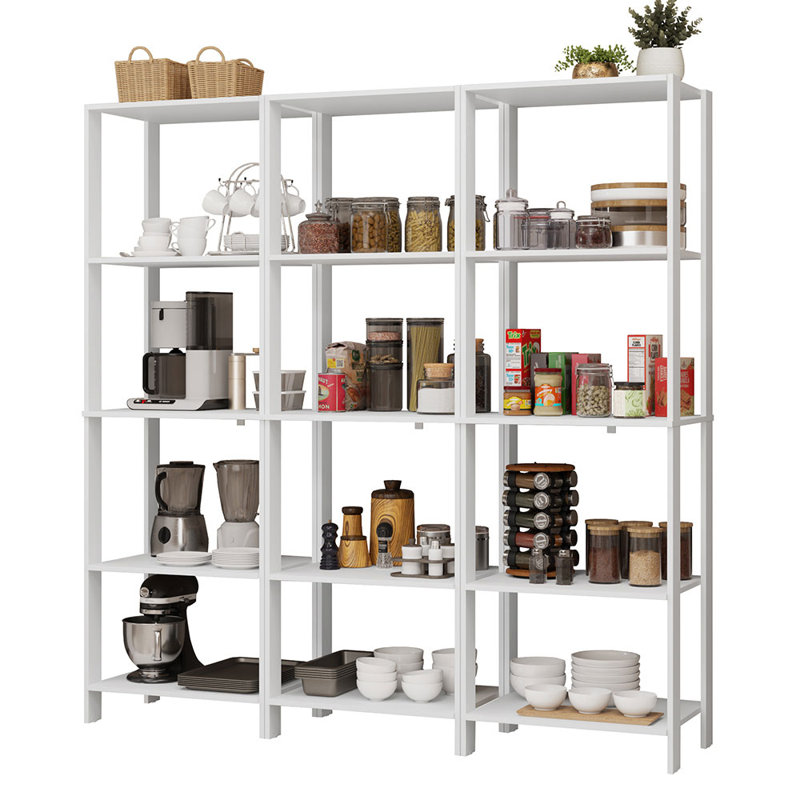  Étagère de rangement pour garde-manger avec 15 tablettes ouvertes 70 po L, Blanc