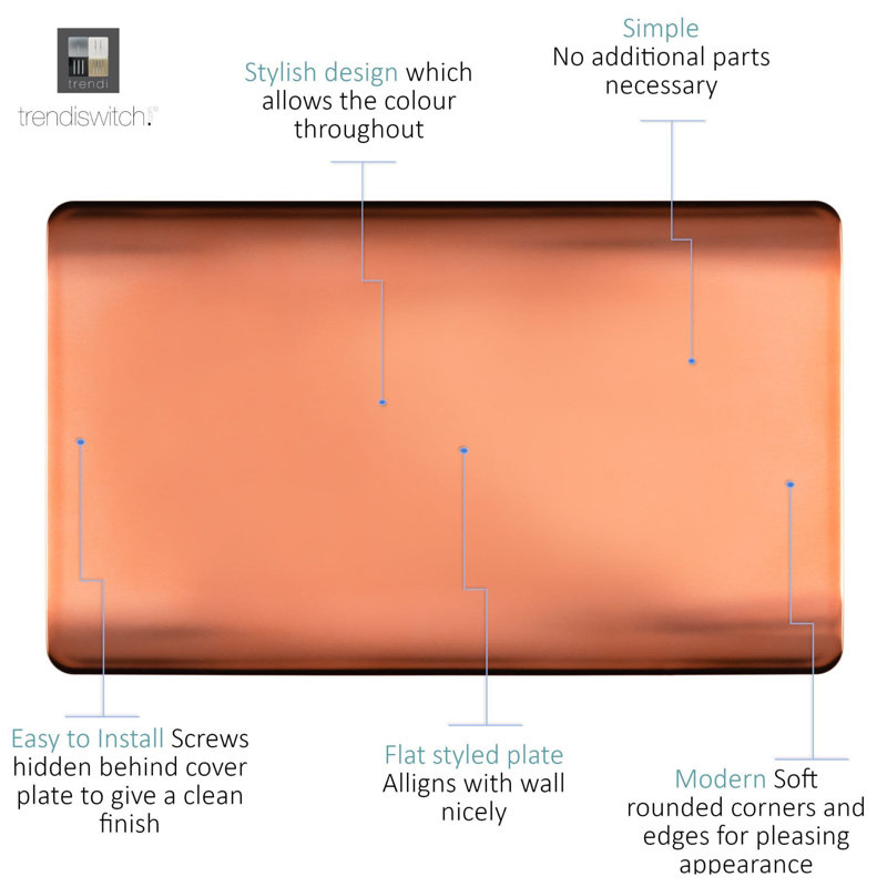 Trendi Switch Double Blanking Plate, Copper