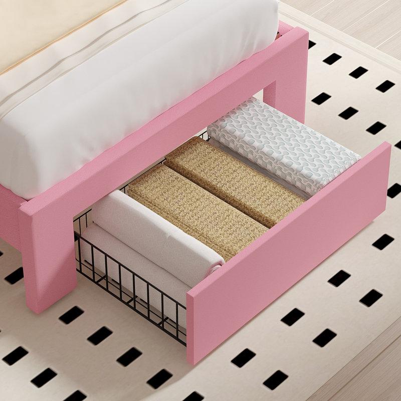Set Of 2 Twin Size Storage Beds With Adjustable Upholstered Nailhead Trim Headboards And Storage Drawers, Wood Platform Bed Frames