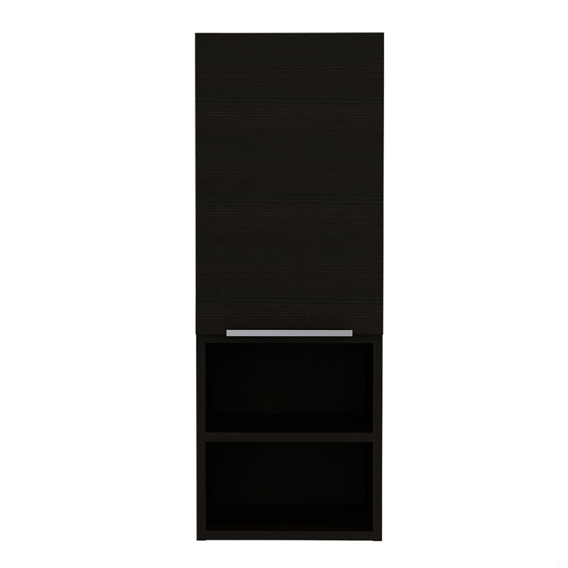 Medicine Single Door Cabinet  32" H, Two External Shelves, Two Interior Shelves, Black