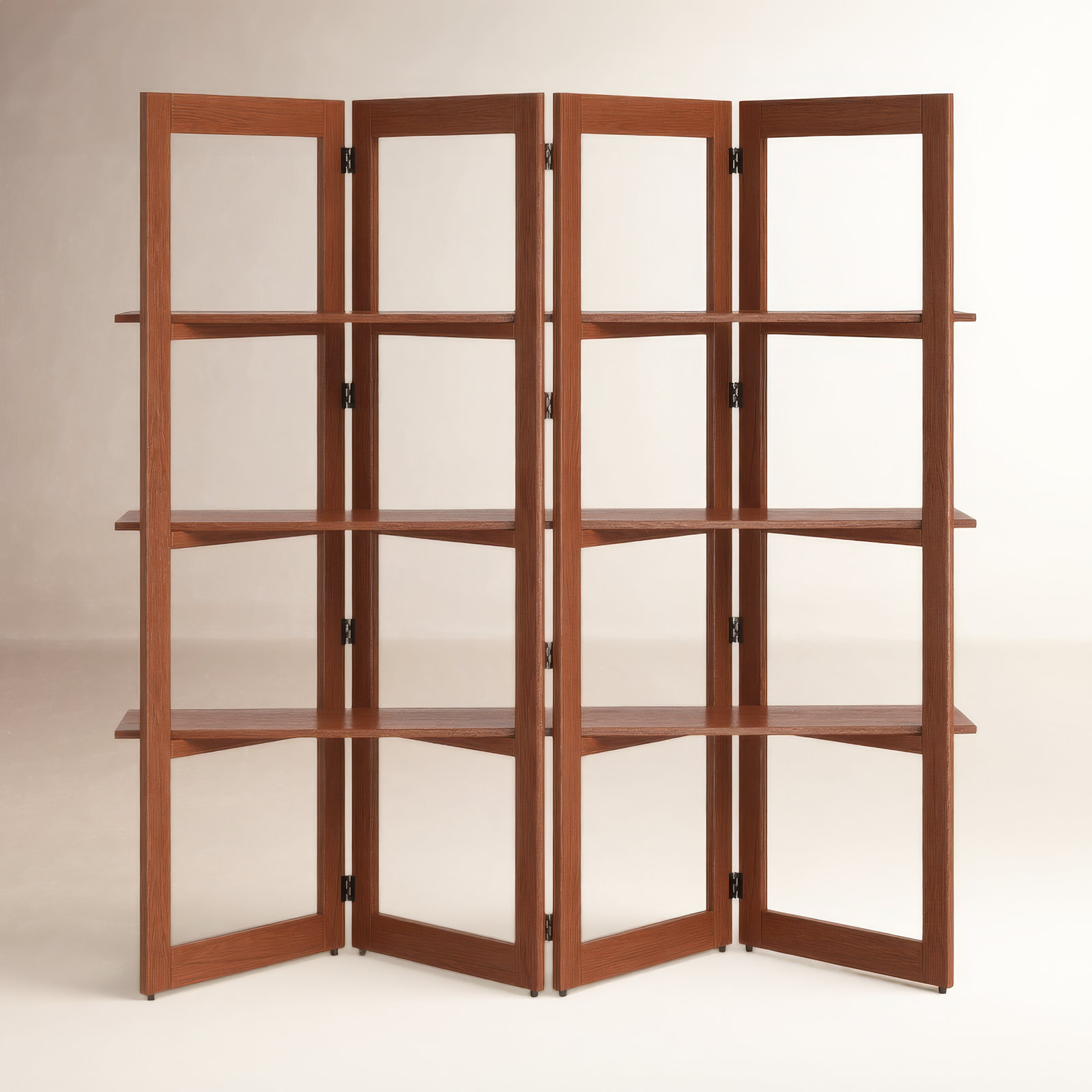 Wide Geometric Bookcase, Light Brown