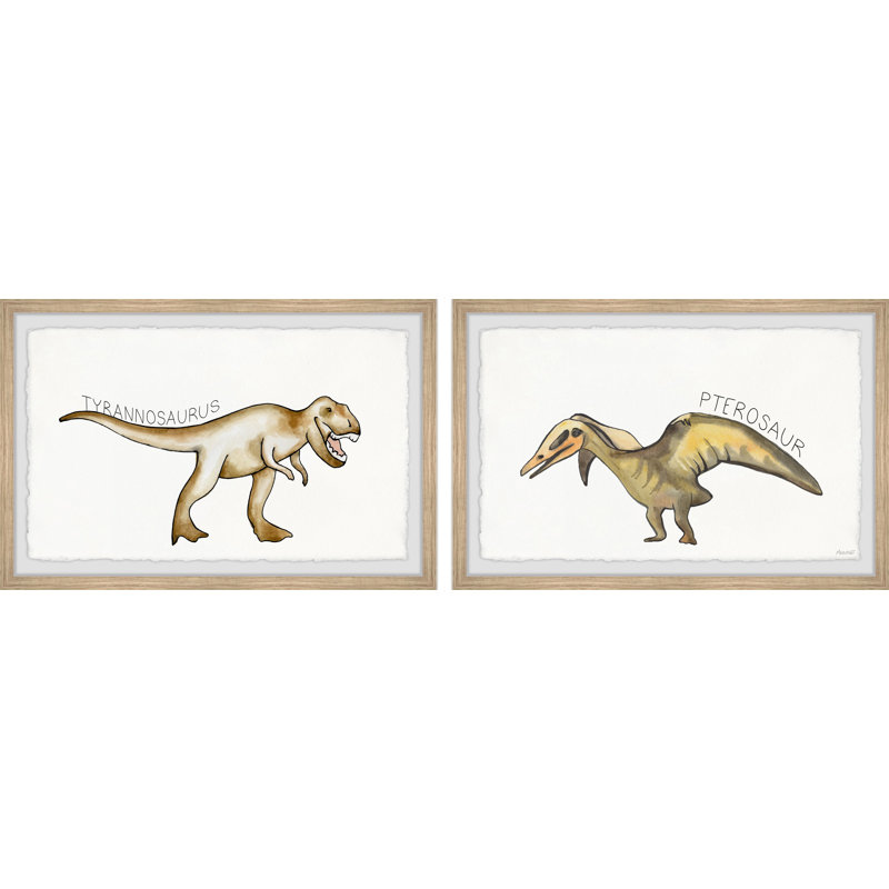 Shuler Dinosaur Roar, ensemble de 2 pièces, reproduction encadrée, H 12 po x l 18 po x P 1,5 po