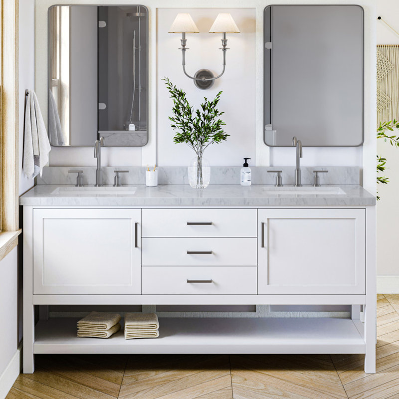 Bayhill 73'' W Double Vanity, White, Oval