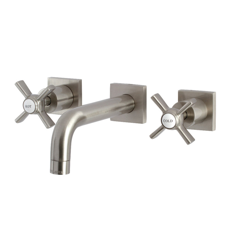 Robinet de salle de bain mural Millennium, Nickel brossé, Croix